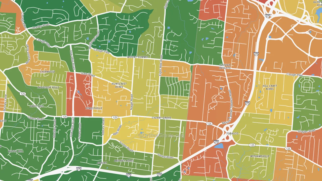 Cherry Grove, Cincinnati, OH Map of Arson Rates
