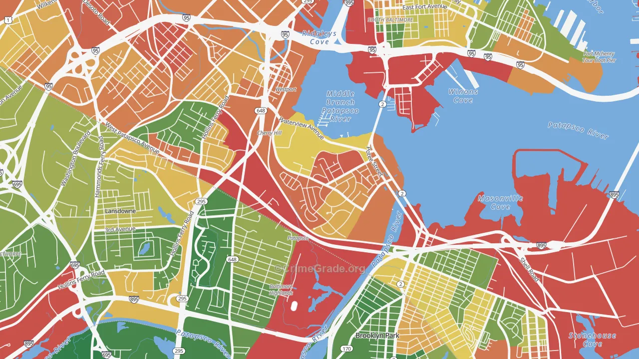 Cherry Hill, Brooklyn, MD Map of Arson Rates