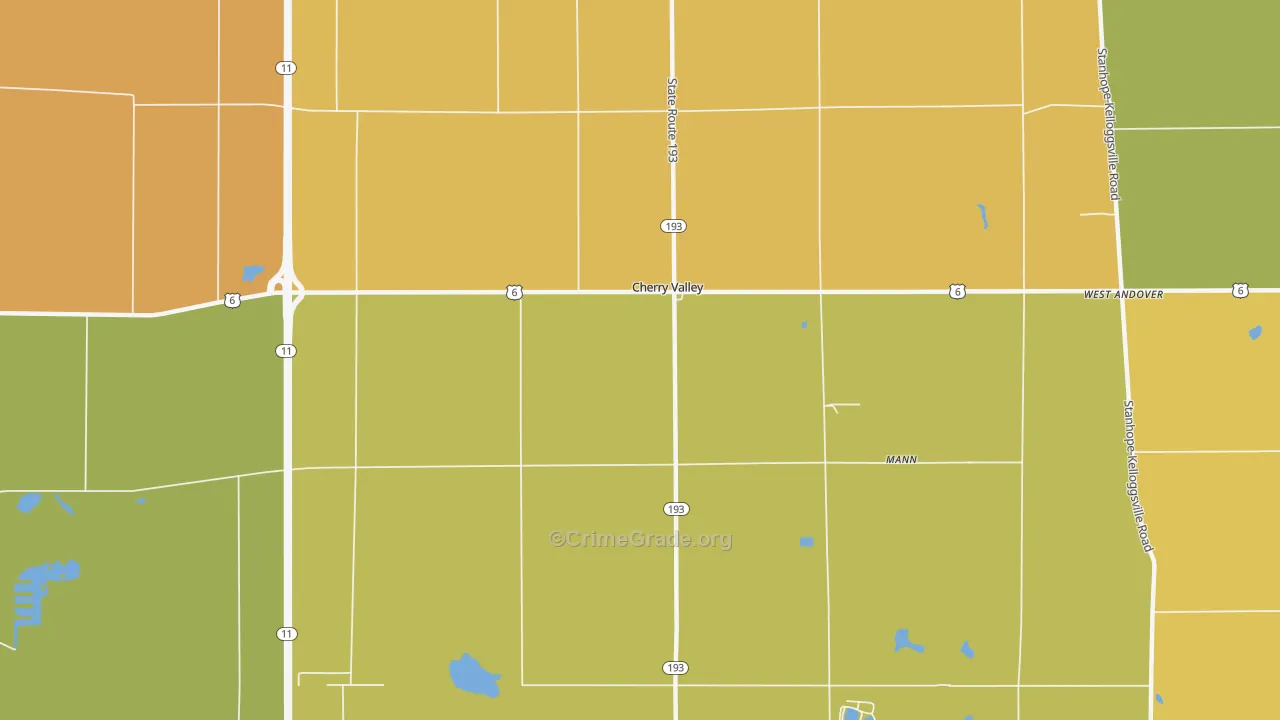 Cherry Valley, OH Map of Arson Rates