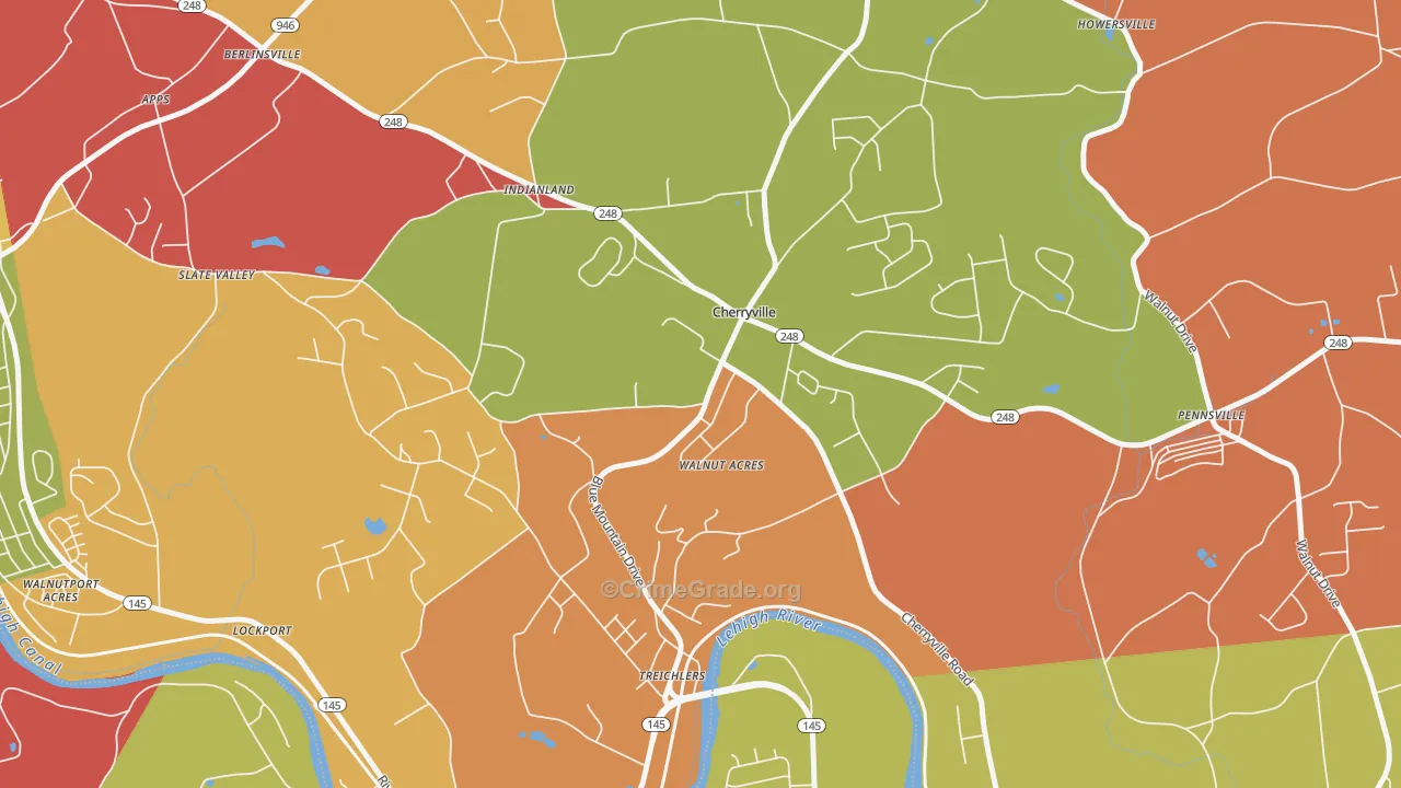 Cherryville, PA Map of Arson Rates