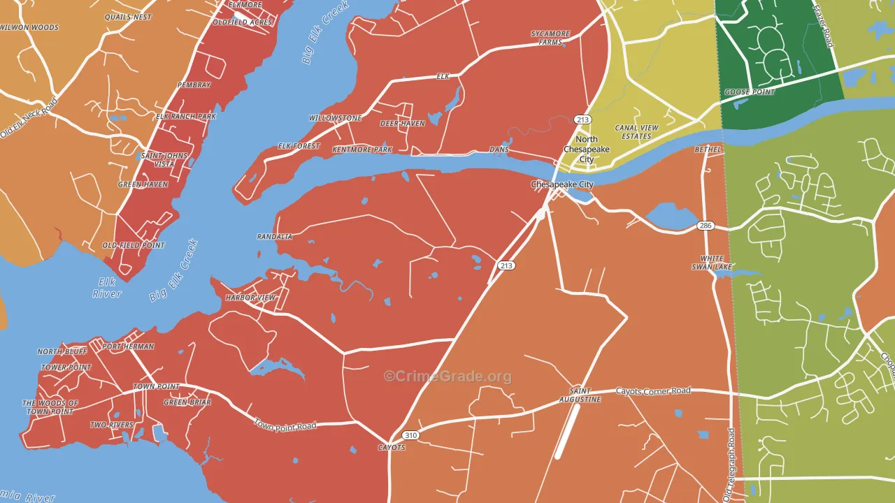 Chesapeake City, MD Map of Arson Rates