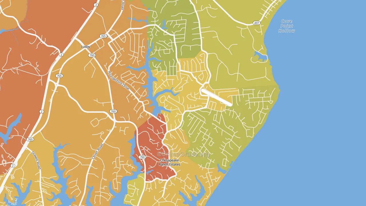 Chesapeake Ranch Estates, MD Map of Arson Rates