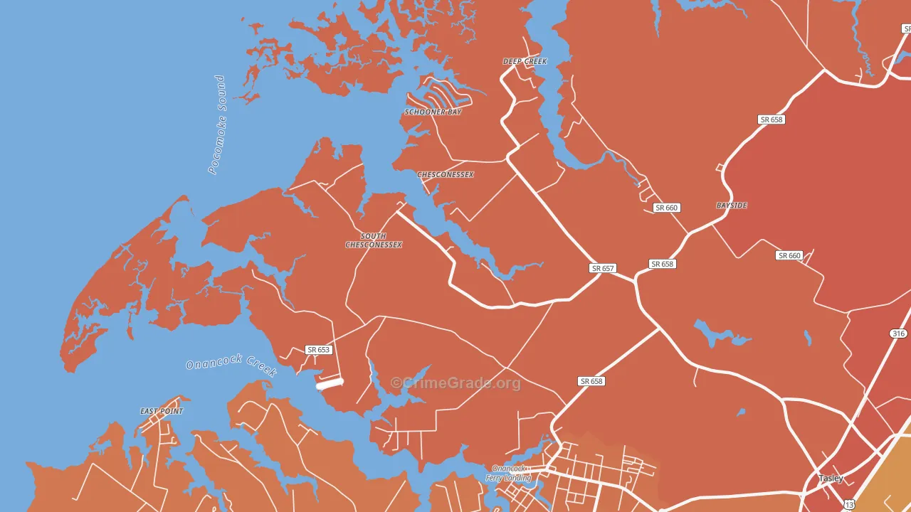 Chesconessex, VA Map of Arson Rates