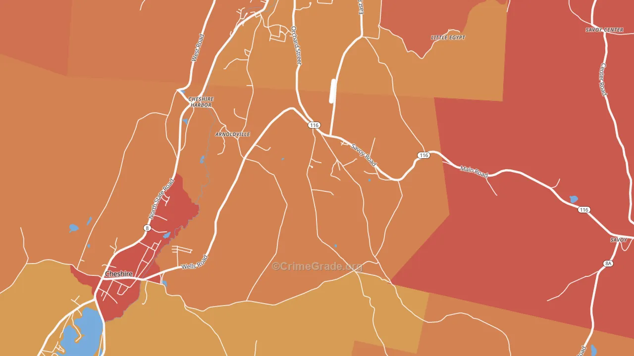 Cheshire Harbor, MA Map of Arson Rates