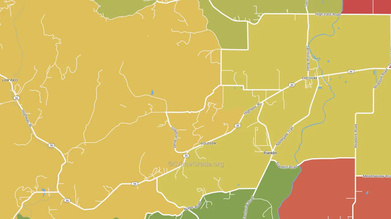 Cheshire, OR Map of Arson Rates