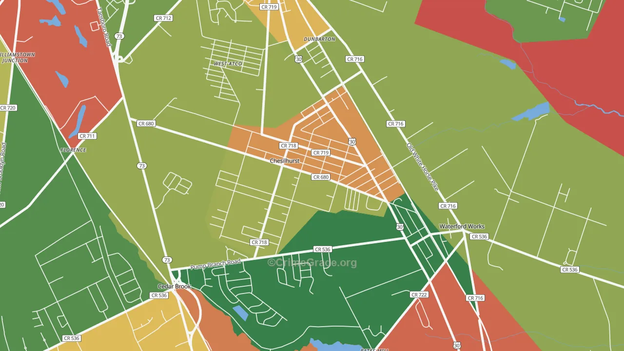 Chesilhurst, NJ Map of Arson Rates