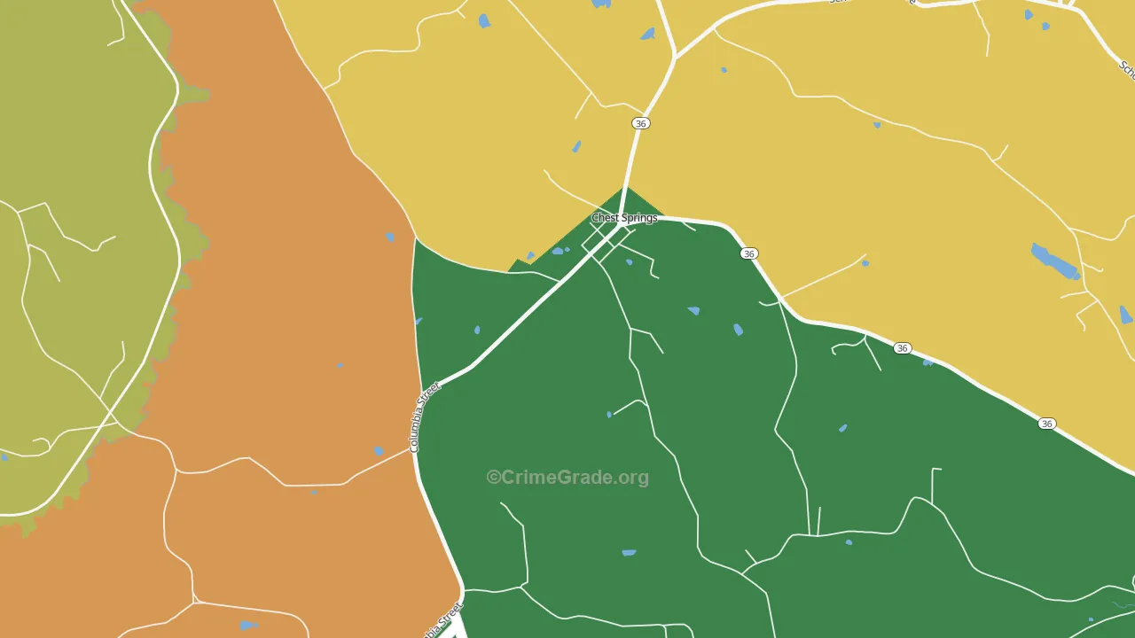 Chest Springs, PA Map of Arson Rates
