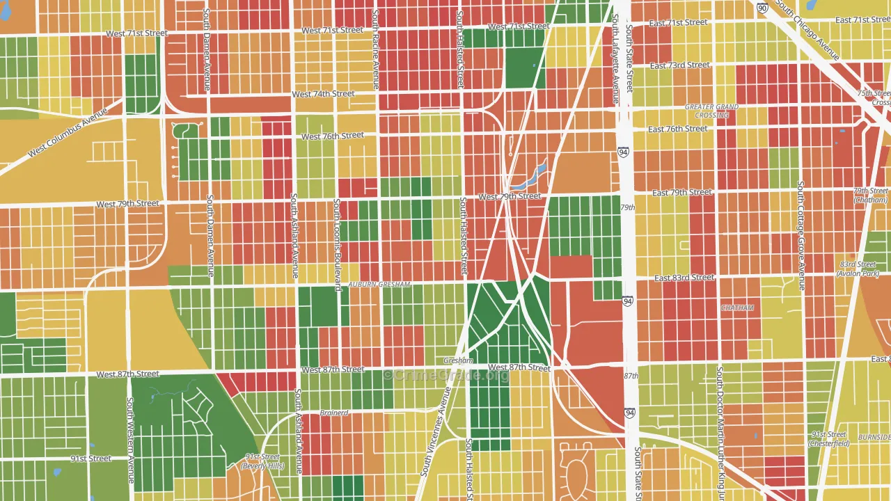 Chester Highlands, Chicago, IL Map of Arson Rates