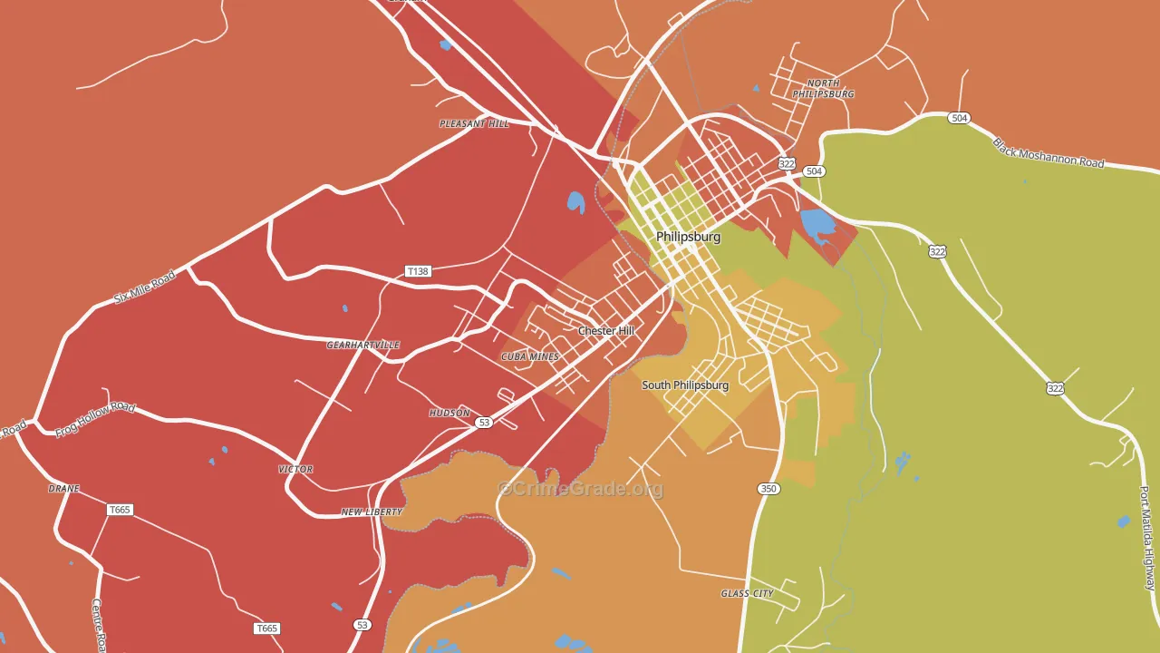 Chester Hill, PA Map of Arson Rates