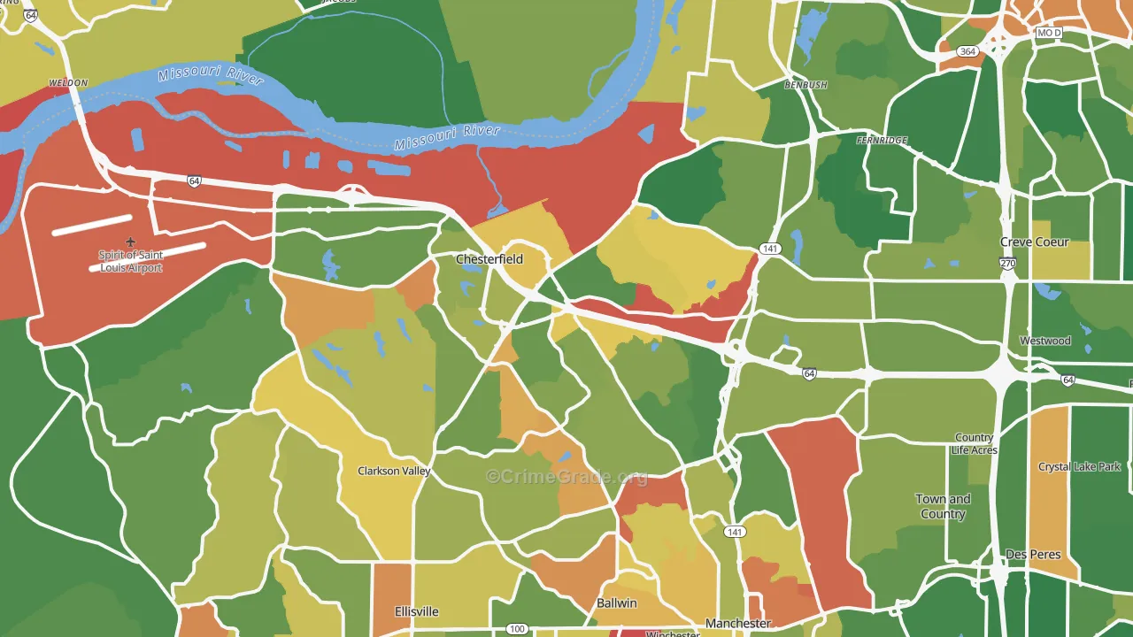 Chesterfield, MO Map of Arson Rates