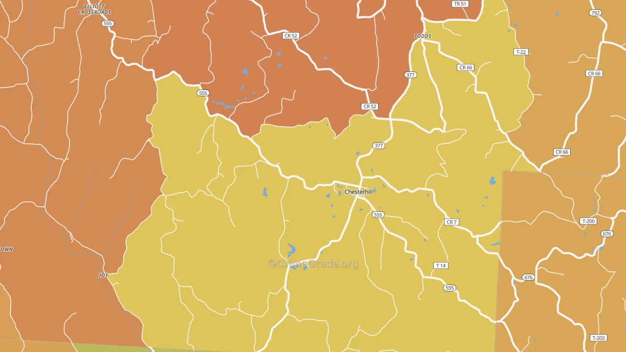 Chesterhill, OH Map of Arson Rates