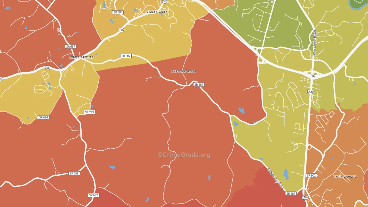 Chestnut Knob, VA Map of Arson Rates