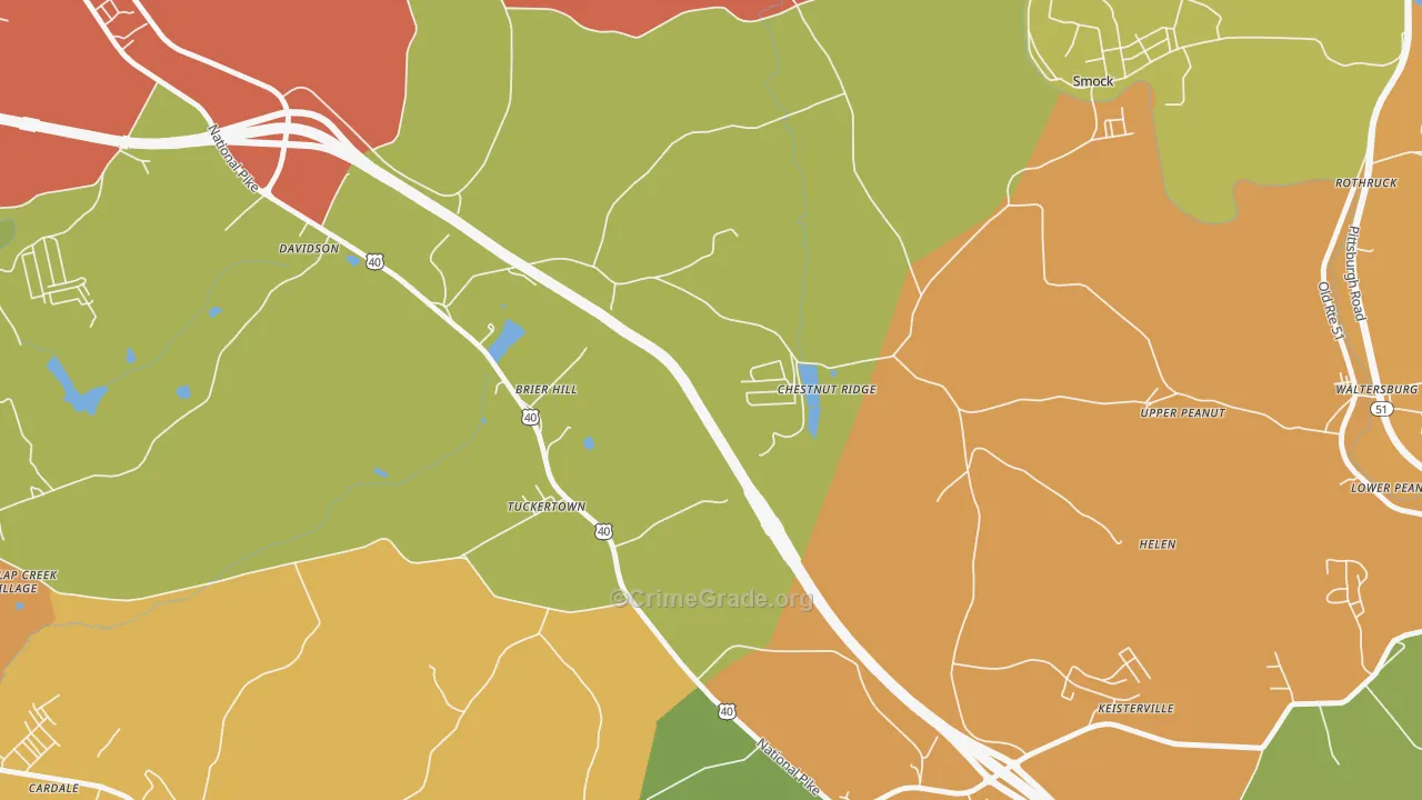 Chestnut Ridge, PA Map of Arson Rates