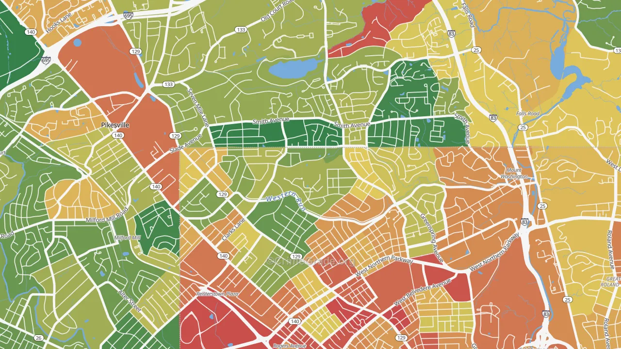 Cheswolde, Baltimore, MD Map of Arson Rates