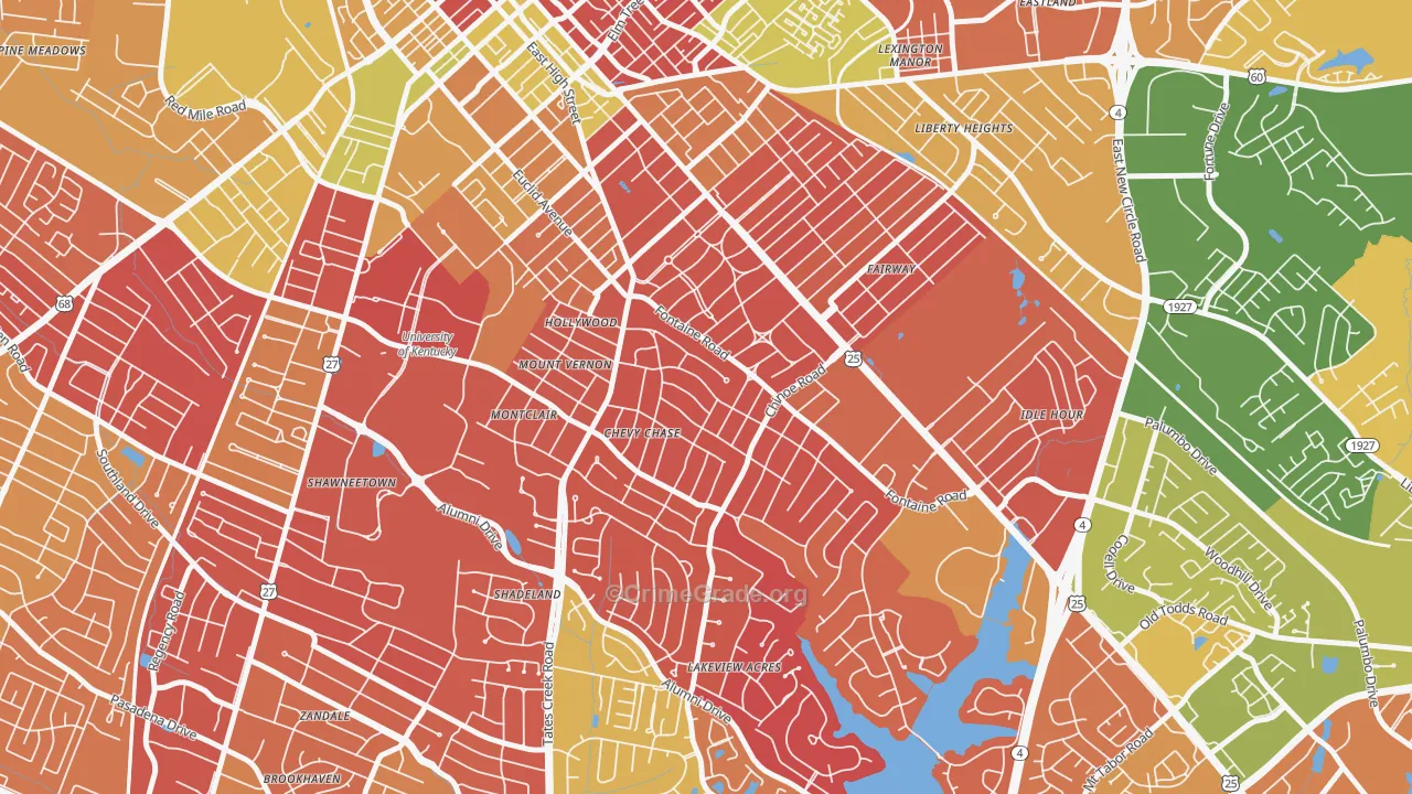 Chevy Chase-Ashland Park, Lexington, KY Map of Arson Rates