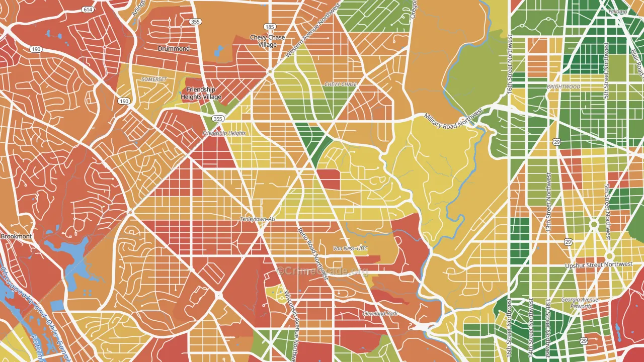 Chevy Chase, Washington, DC Map of Arson Rates