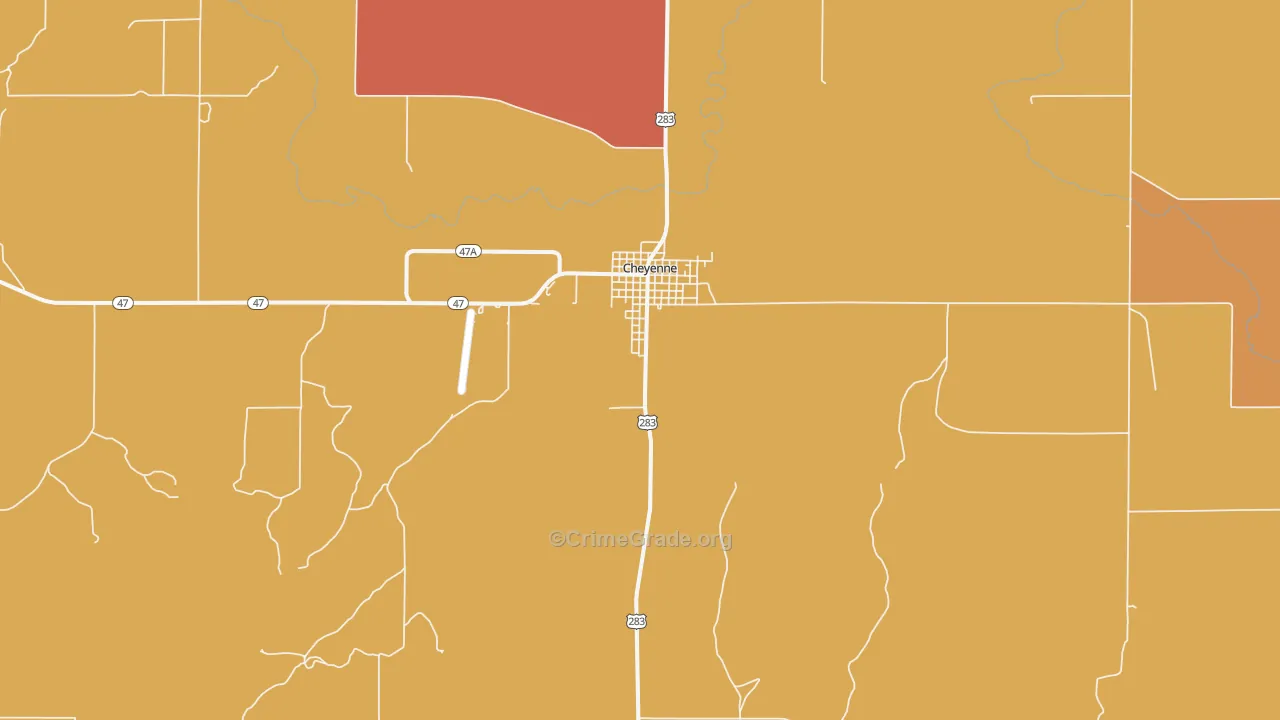 Cheyenne, OK Map of Arson Rates
