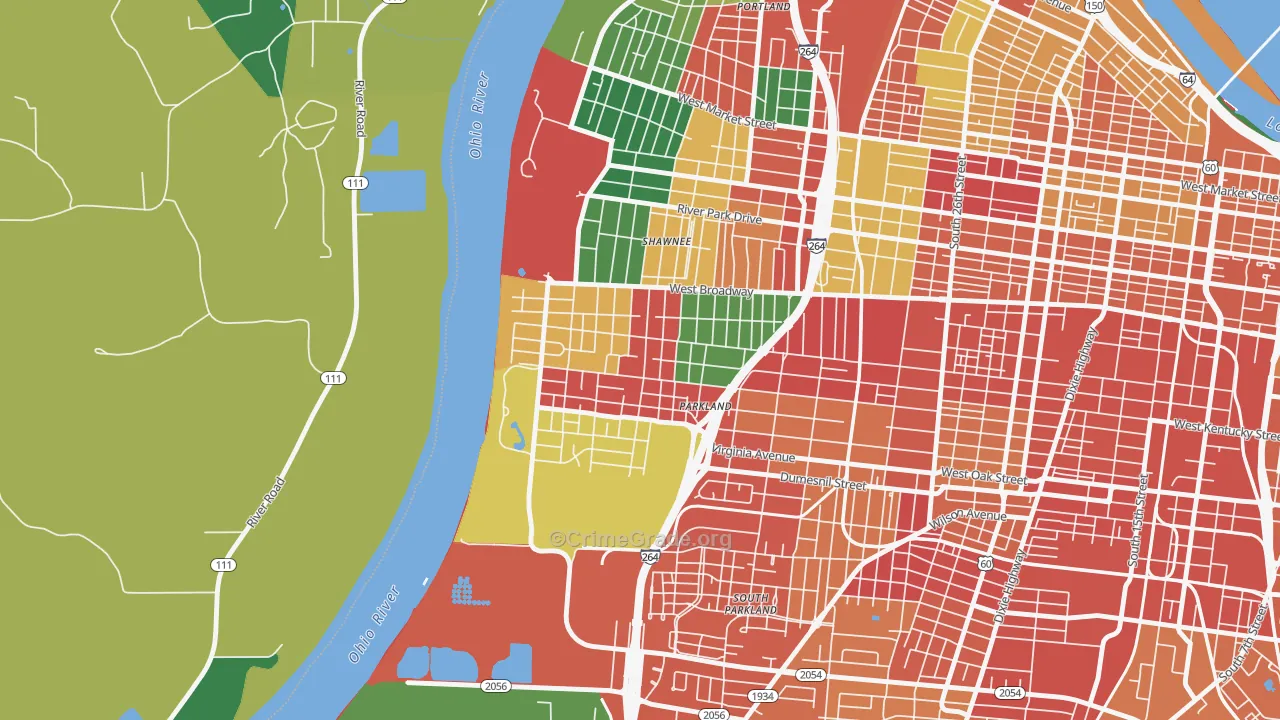 Chickasaw, Louisville, KY Map of Arson Rates