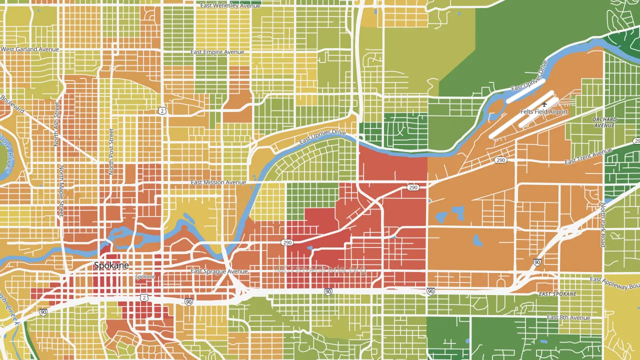Chief Garry Park, Spokane, WA Map of Arson Rates