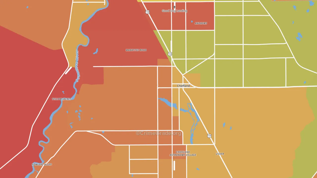 Chiefland, FL Map of Arson Rates