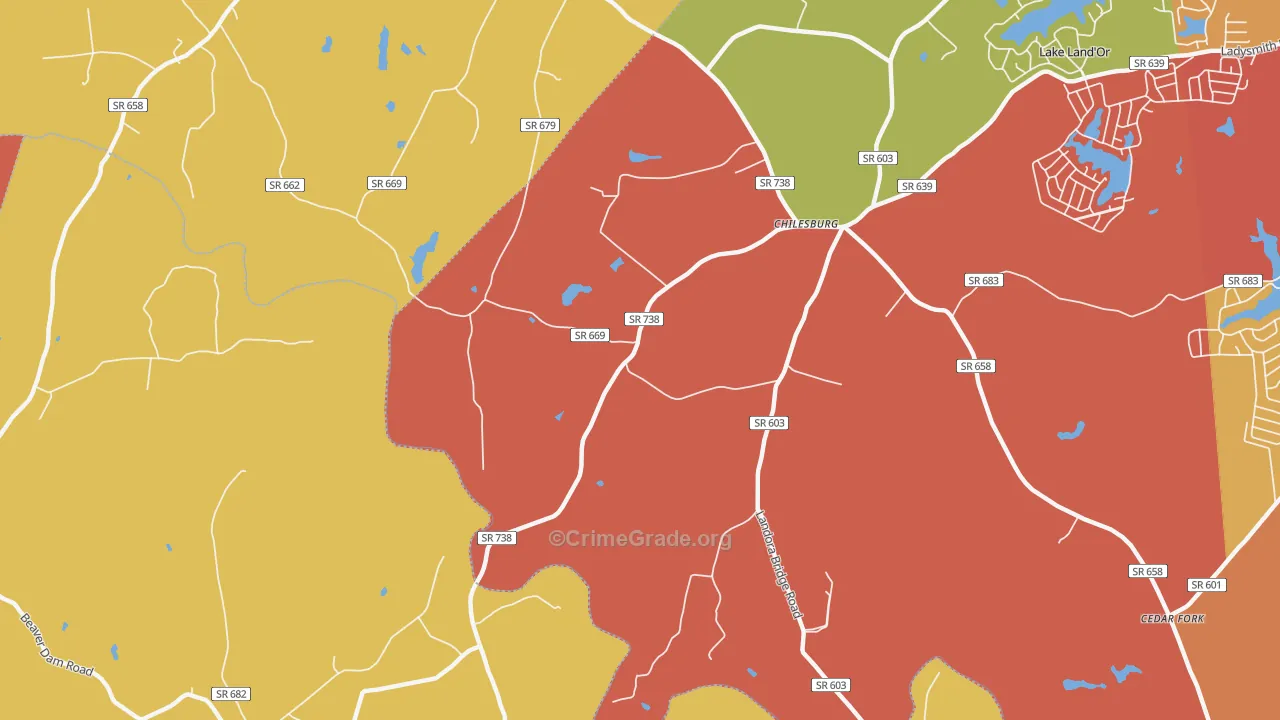Chilesburg, VA Map of Arson Rates