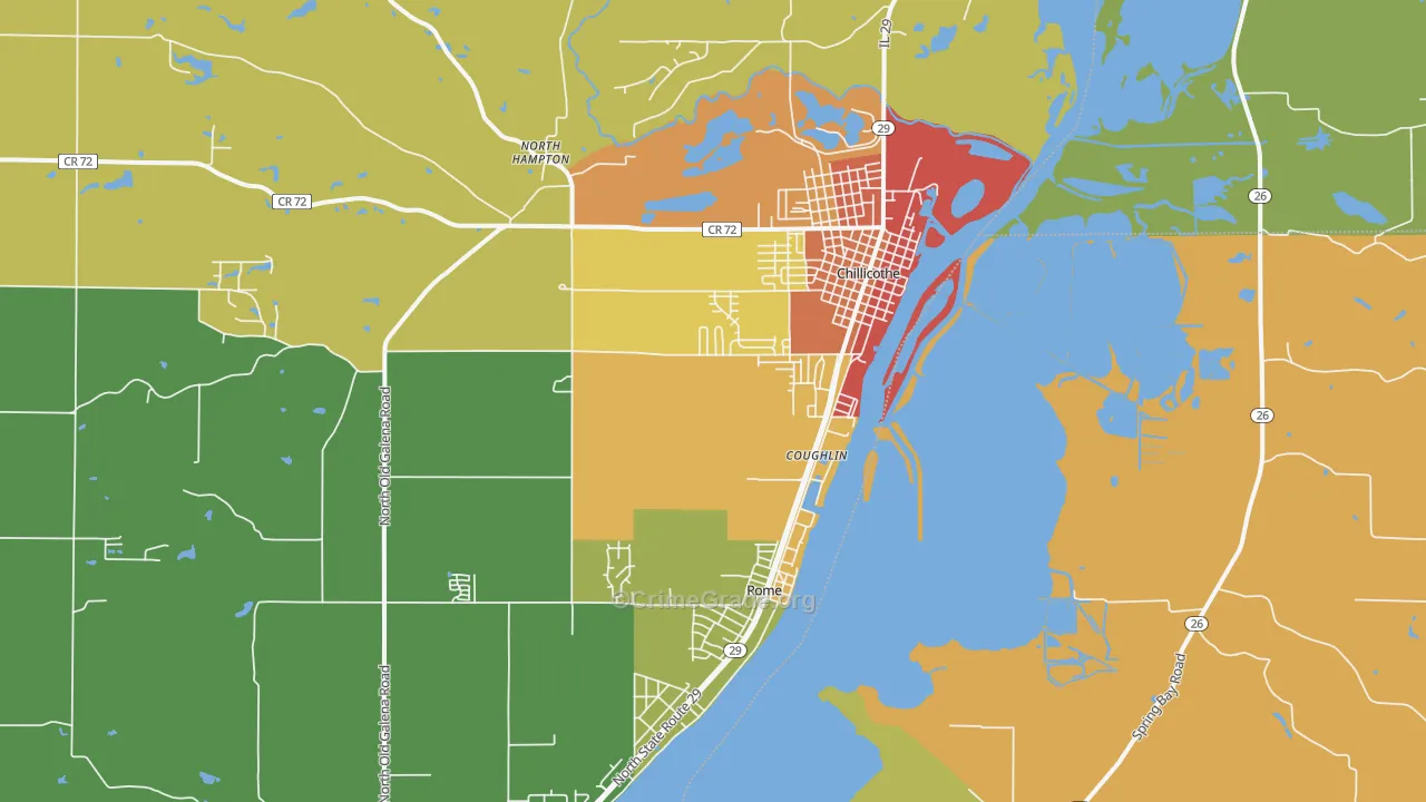 Chillicothe, IL Map of Arson Rates
