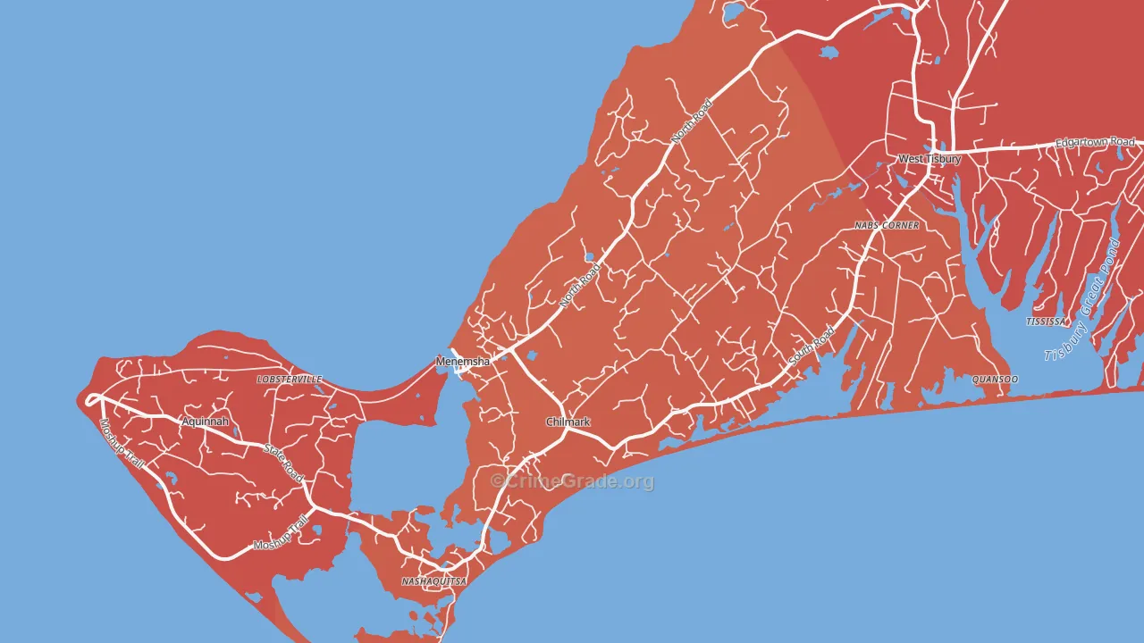 Chilmark, MA Map of Arson Rates