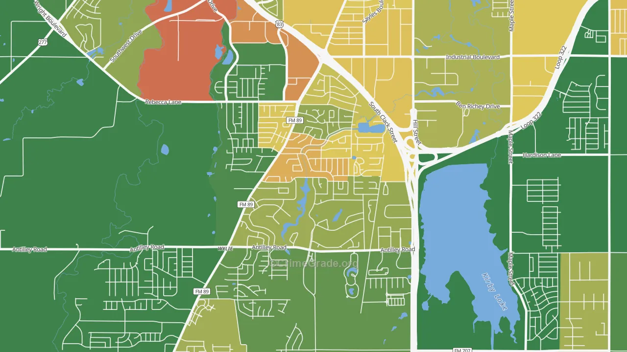 Chimney Rock Area, Abilene, TX Map of Arson Rates
