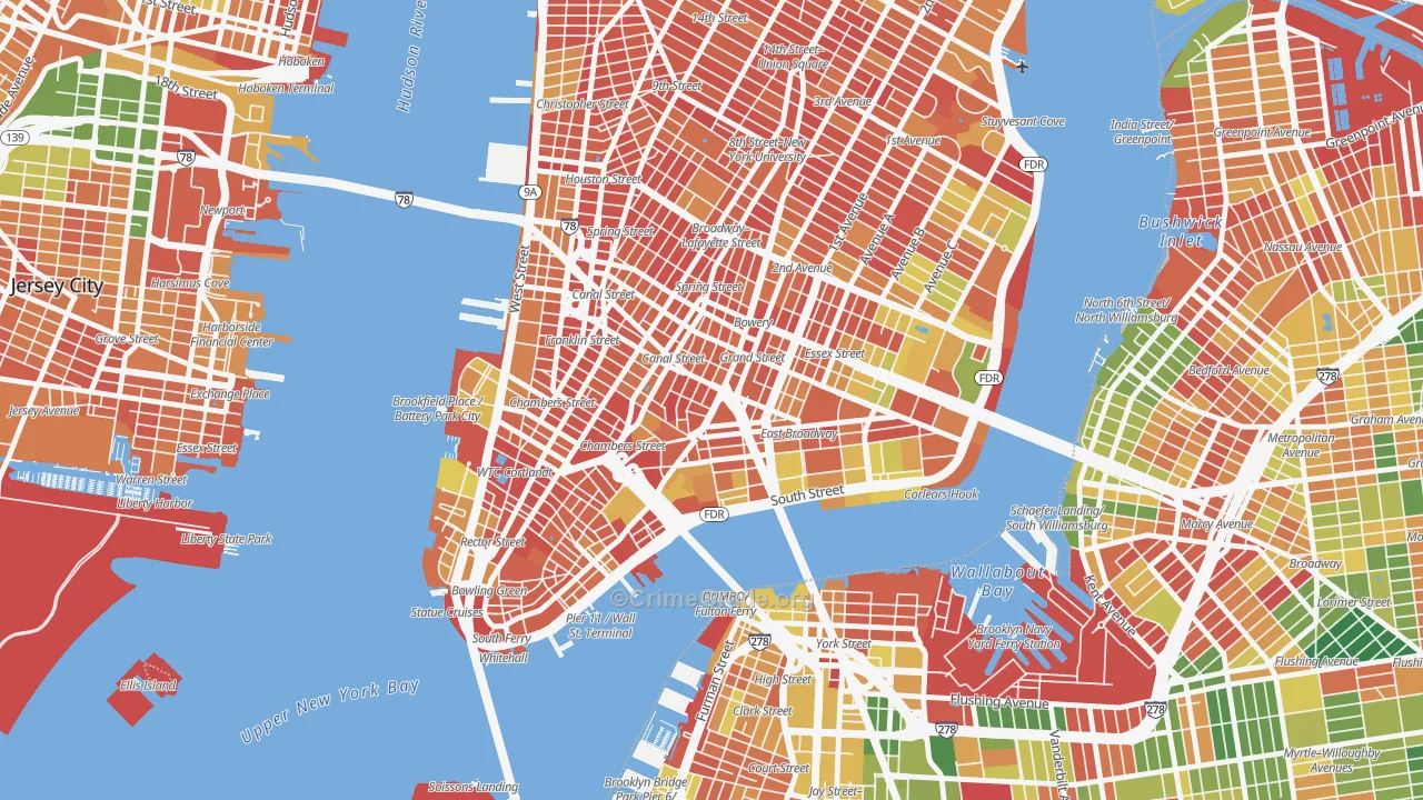 Chinatown, Manhattan, NY Map of Arson Rates