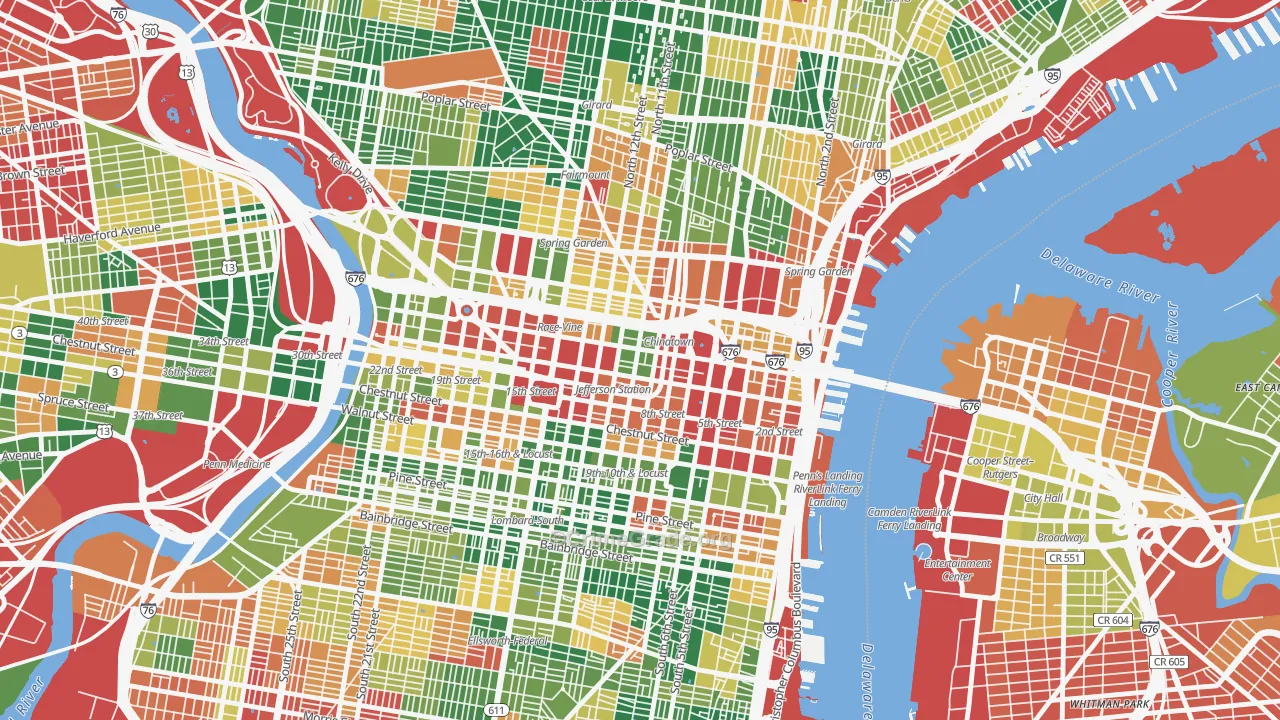 Chinatown, Philadelphia, PA Map of Arson Rates