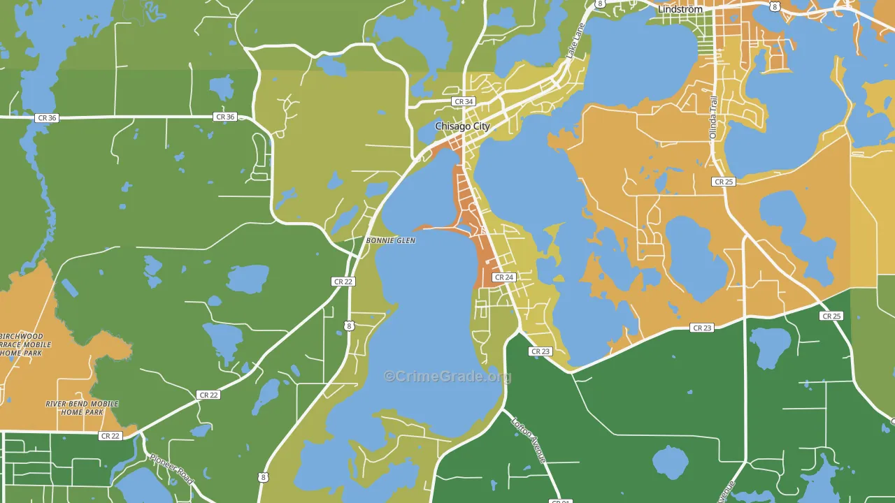 Chisago City, MN Map of Arson Rates