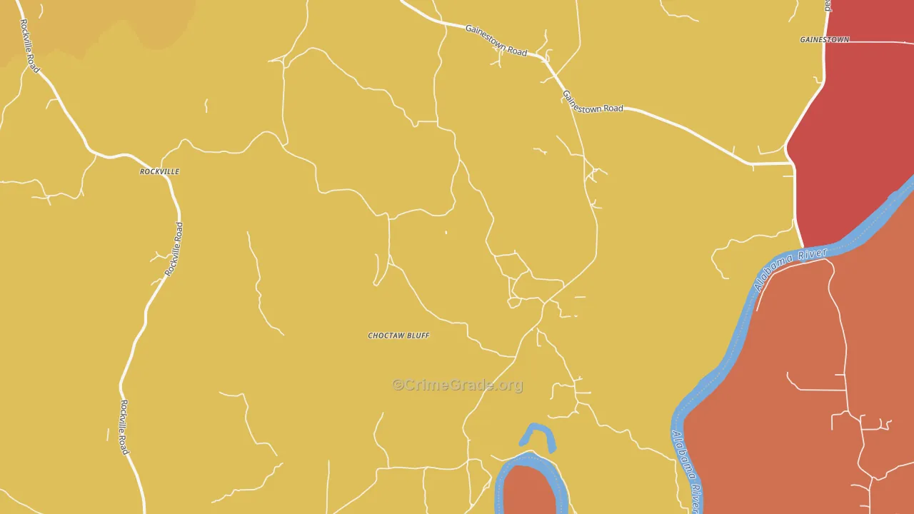 Choctaw Bluff, AL Map of Arson Rates