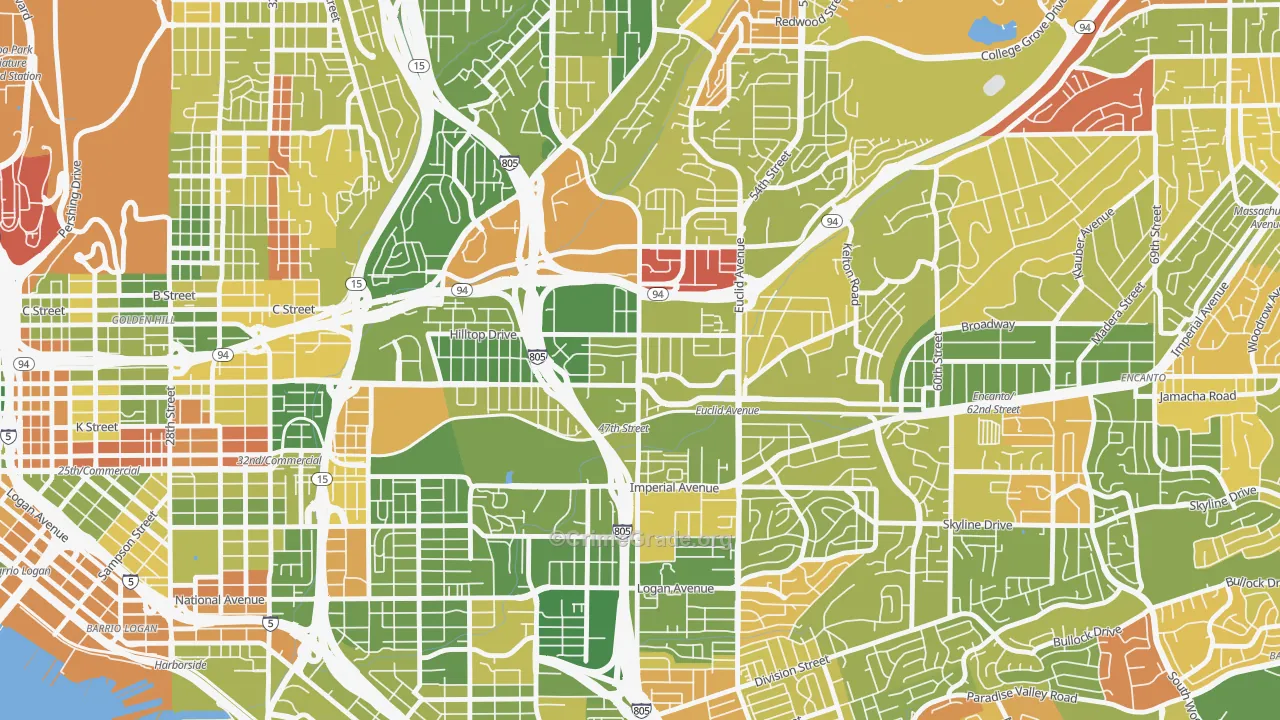 Chollas View, San Diego, CA Map of Arson Rates