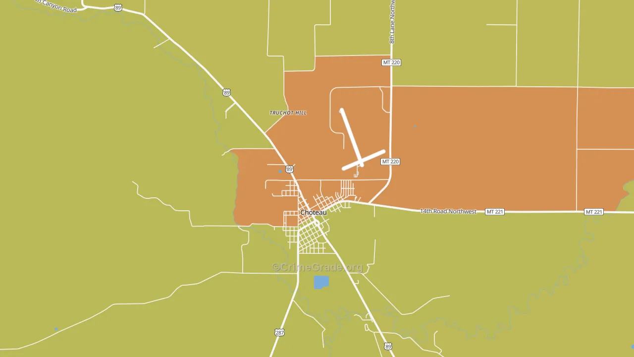 Choteau Junction, MT Map of Arson Rates