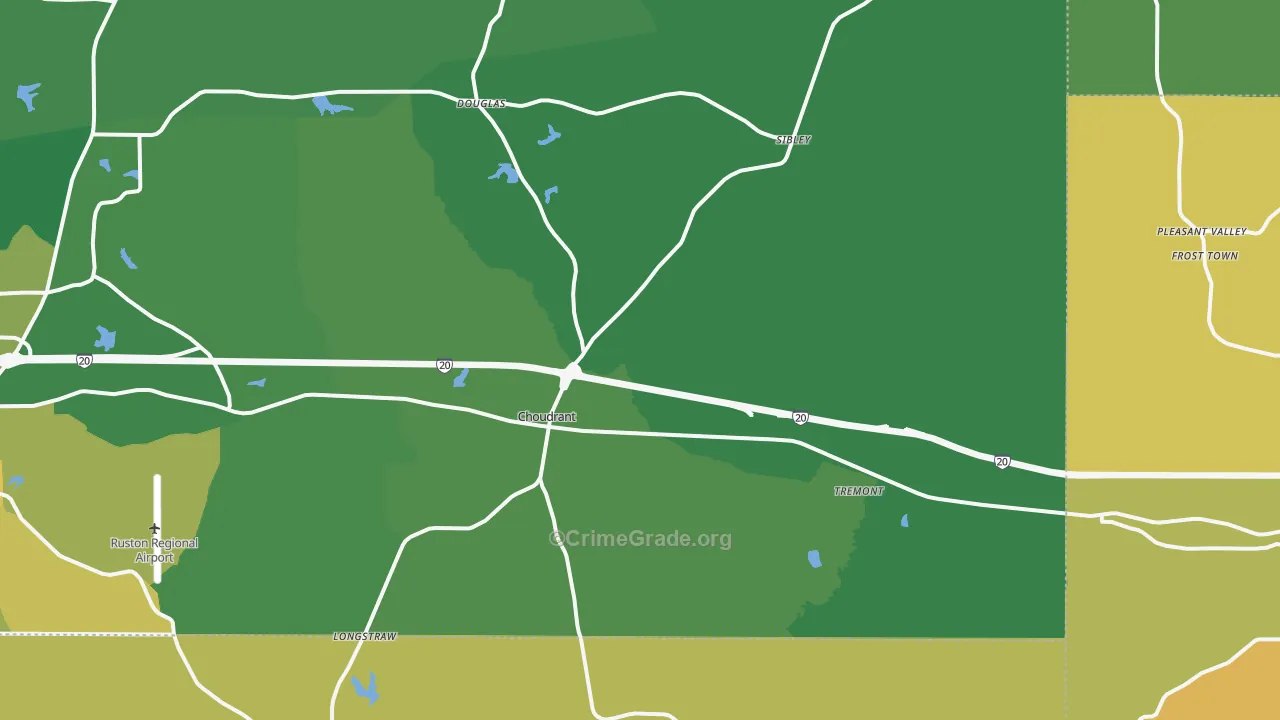 Choudrant, LA Map of Arson Rates