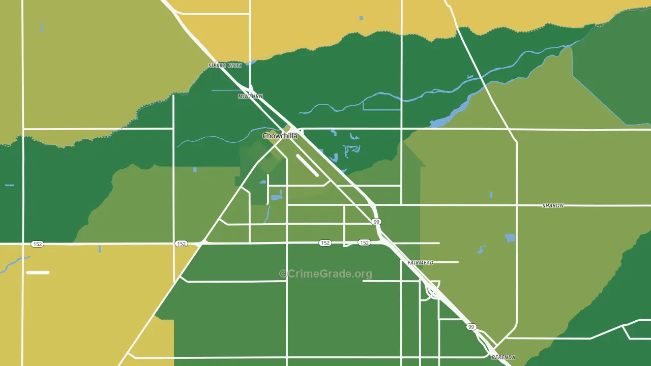 Chowchilla, CA Map of Arson Rates