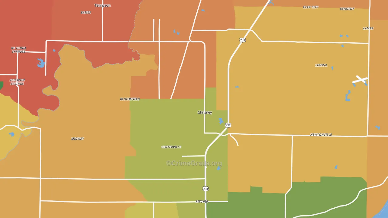 Chrisney, IN Map of Arson Rates