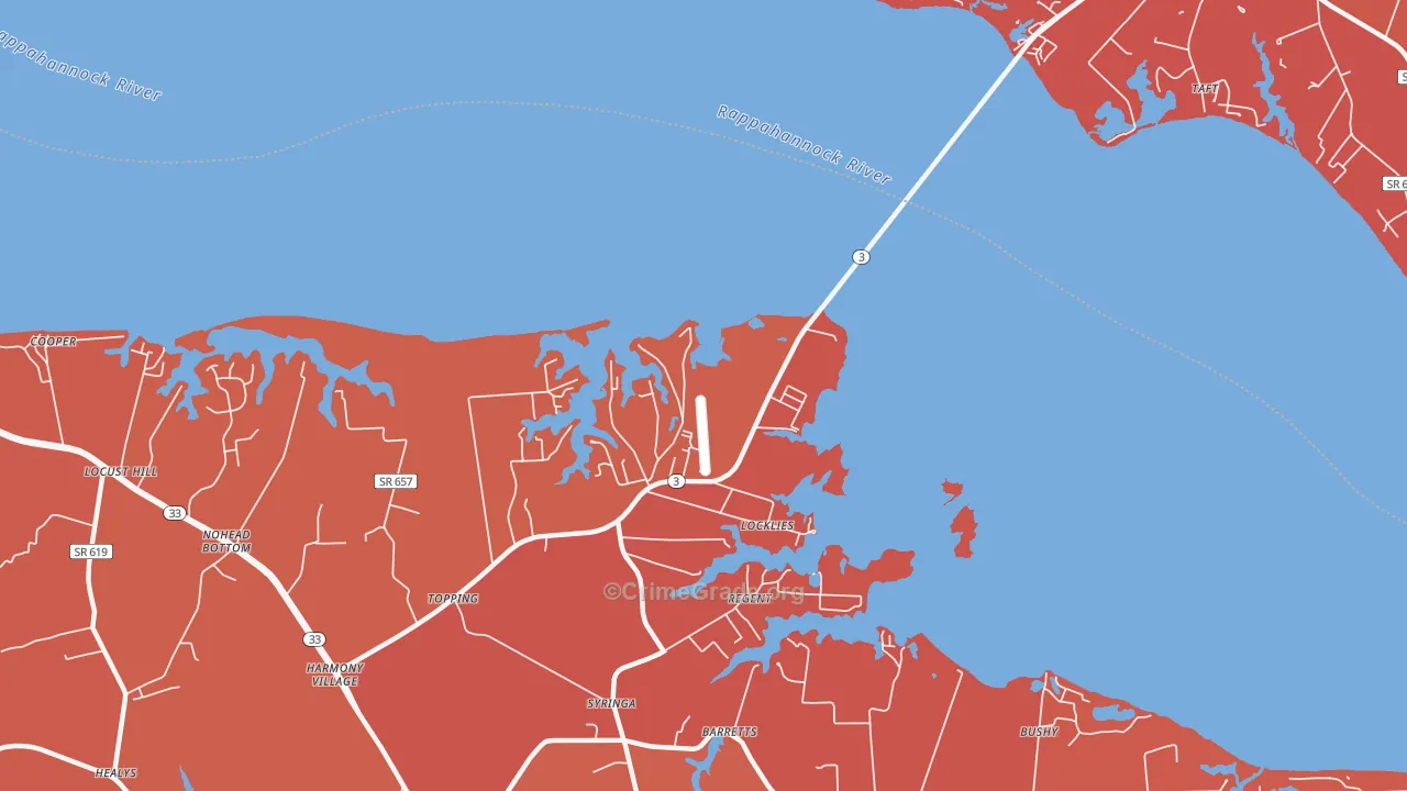 Christchurch, VA Map of Arson Rates