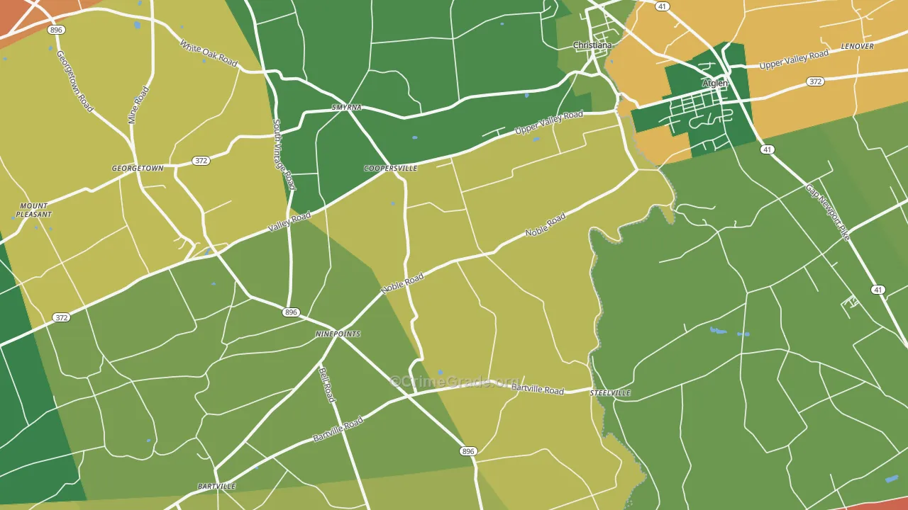 Christiana, PA Map of Arson Rates
