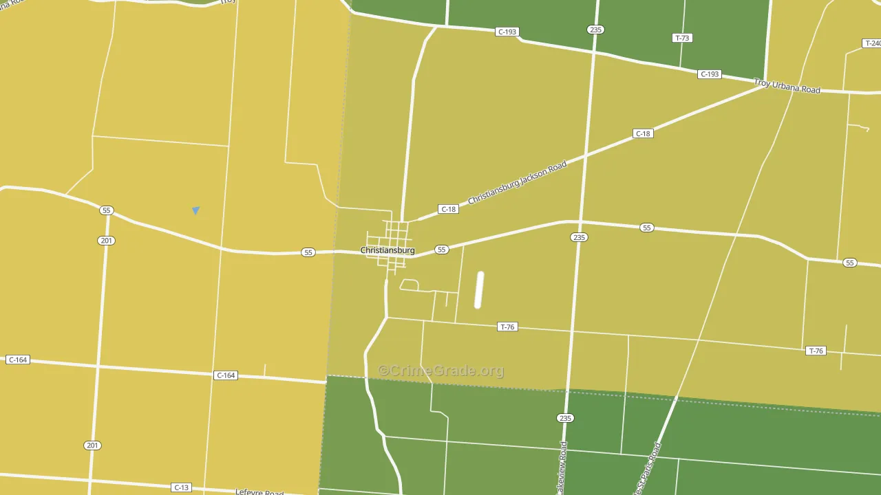 Christiansburg, OH Map of Arson Rates