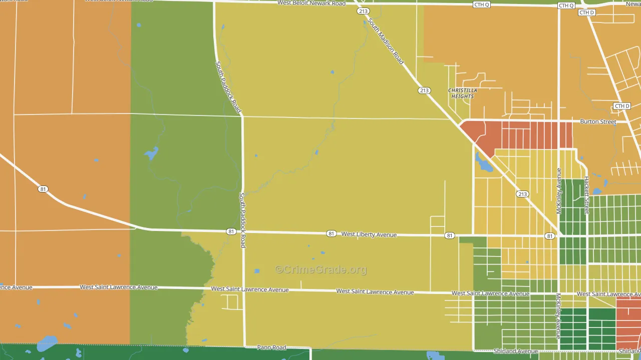 Christilla Heights, WI Map of Arson Rates