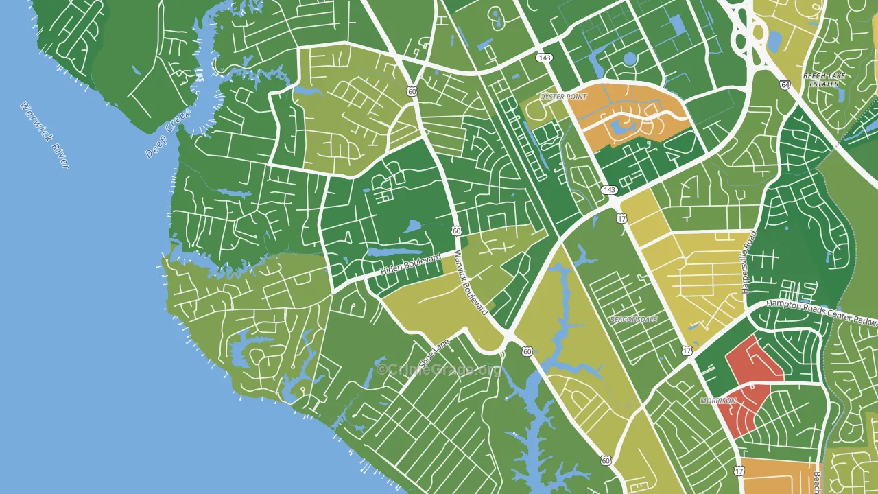 Christopher Newport, Newport News, VA Map of Arson Rates