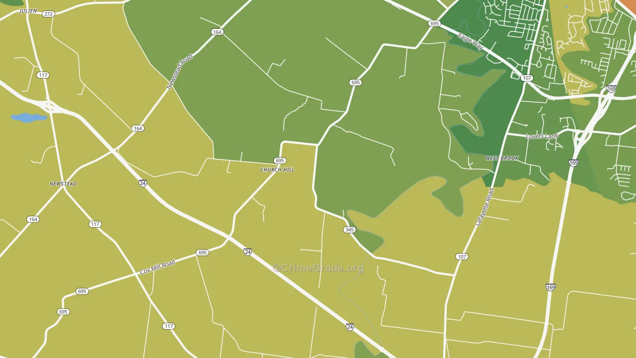 Church Hill, KY Map of Arson Rates