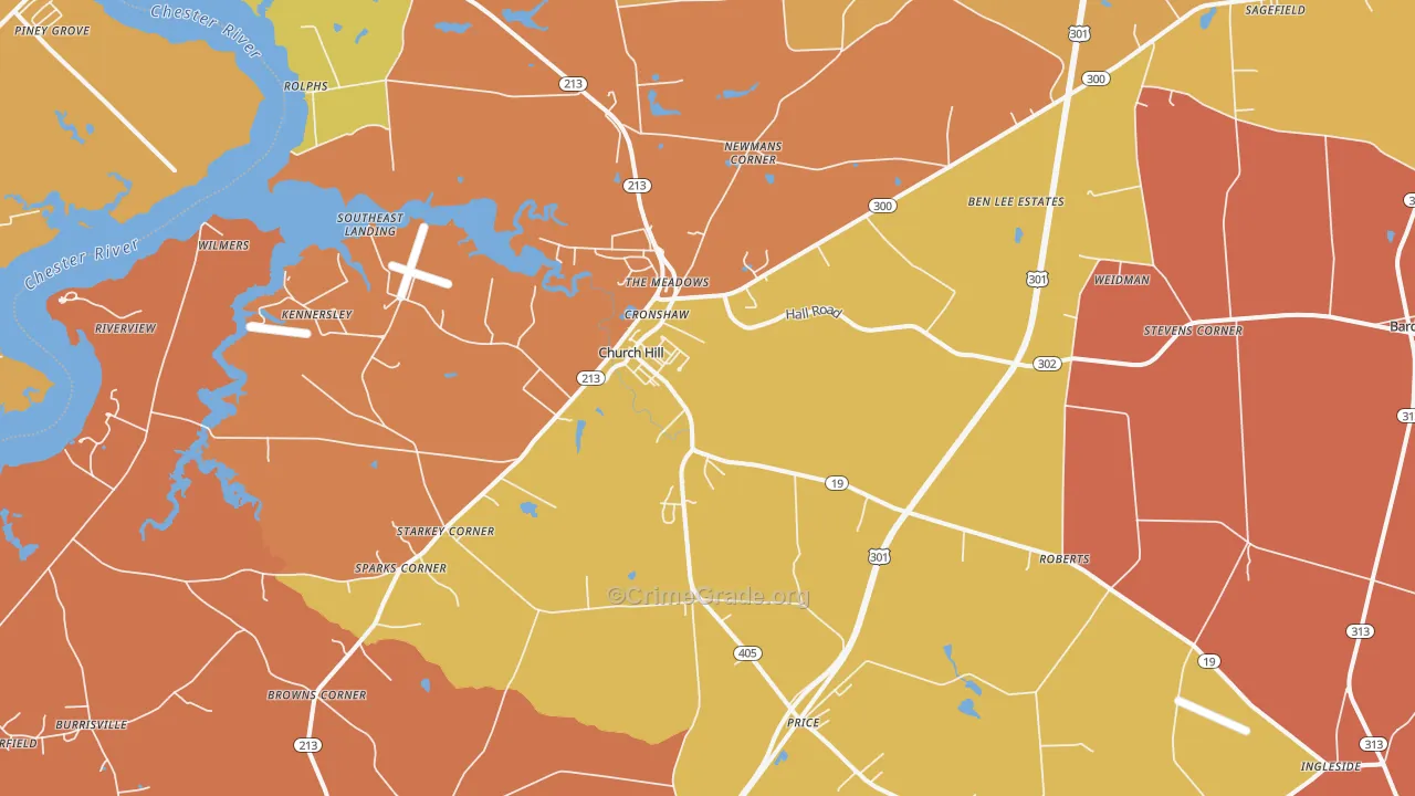 Church Hill, MD Map of Arson Rates