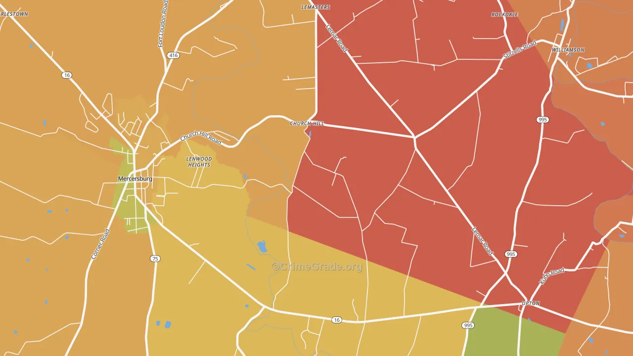 Church Hill, PA Map of Arson Rates