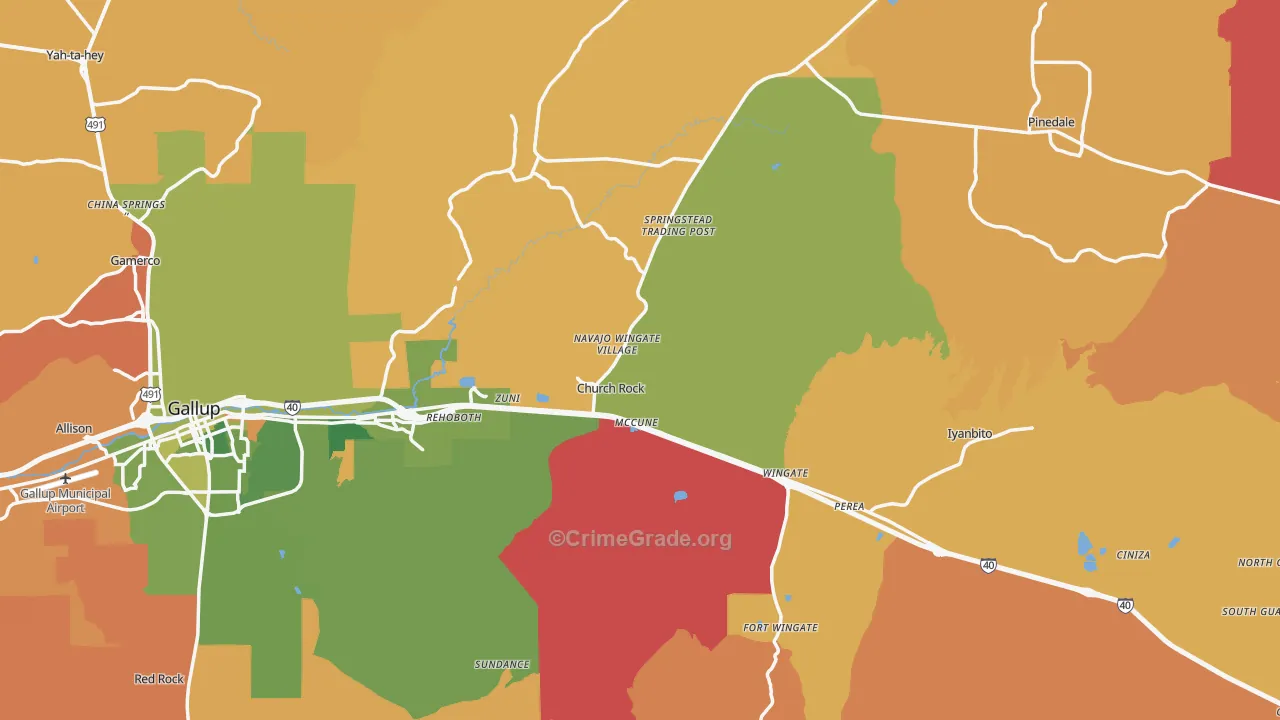 Church Rock, NM Map of Arson Rates