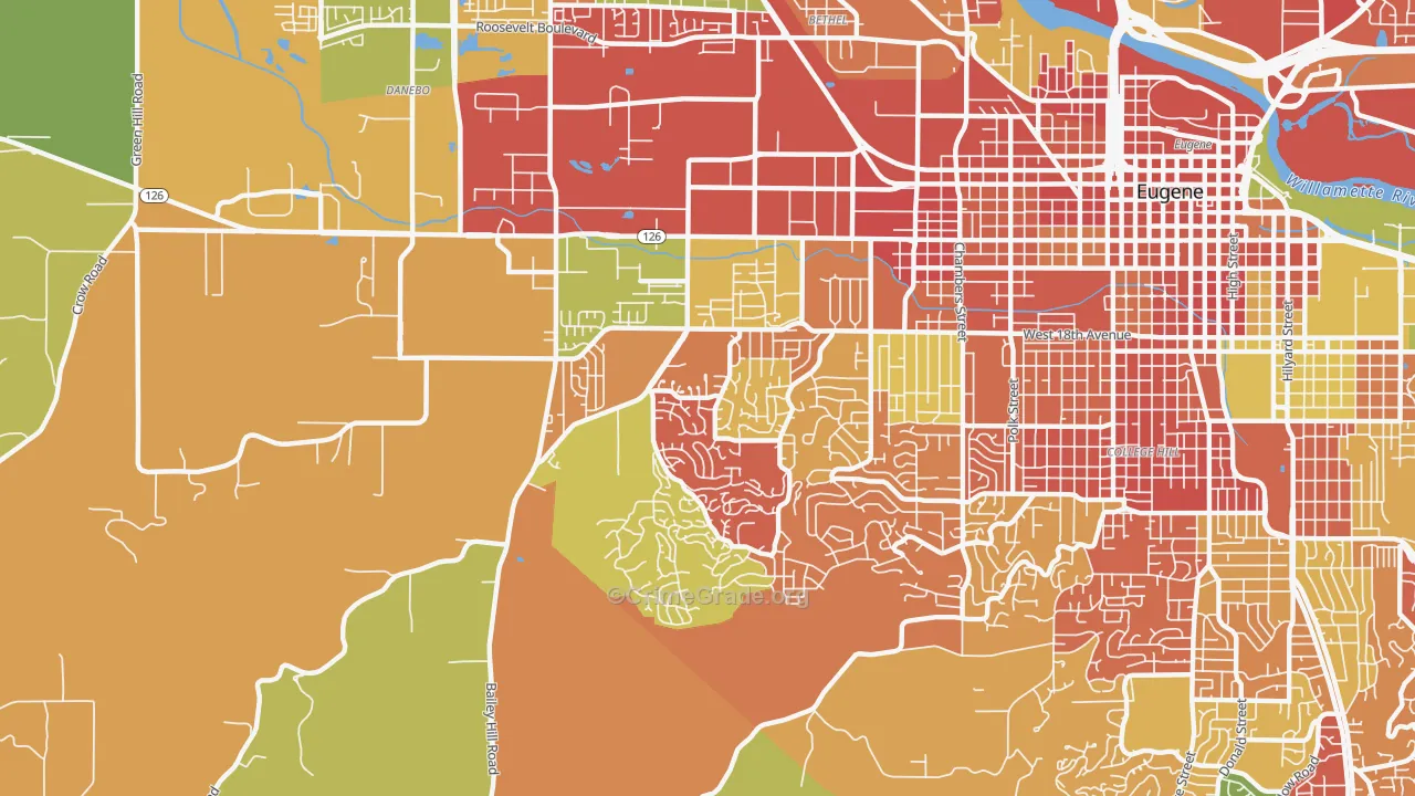 Churchill, Eugene, OR Map of Arson Rates