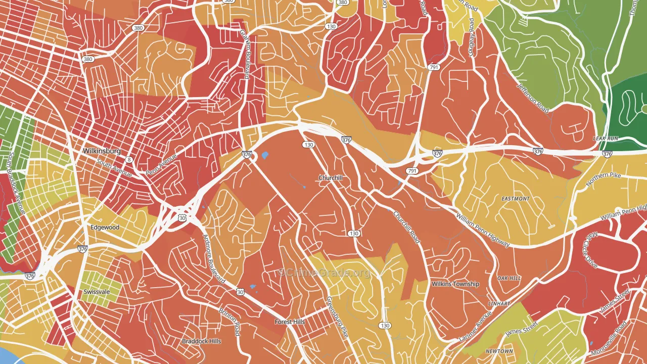 Churchill, PA Map of Arson Rates