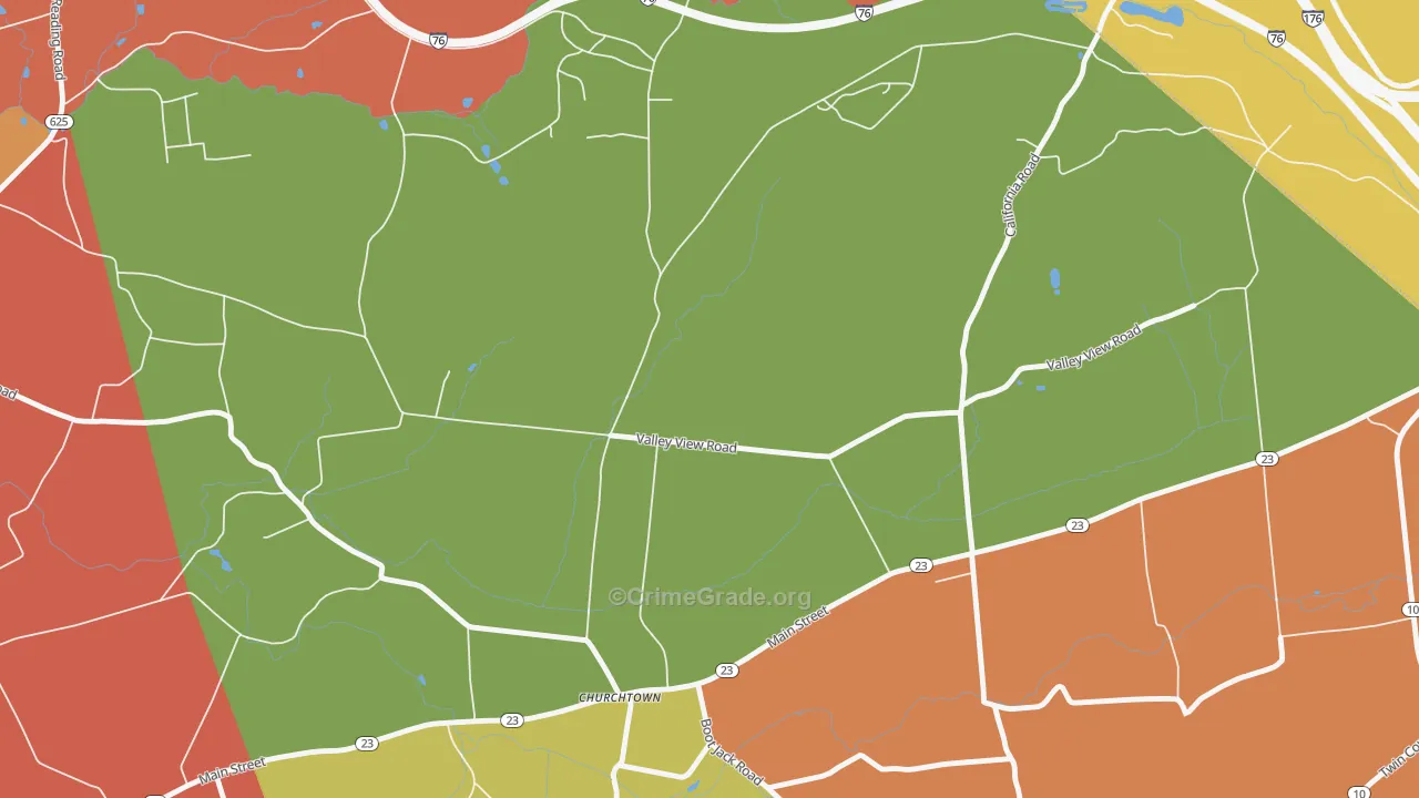 Churchtown, PA Map of Arson Rates