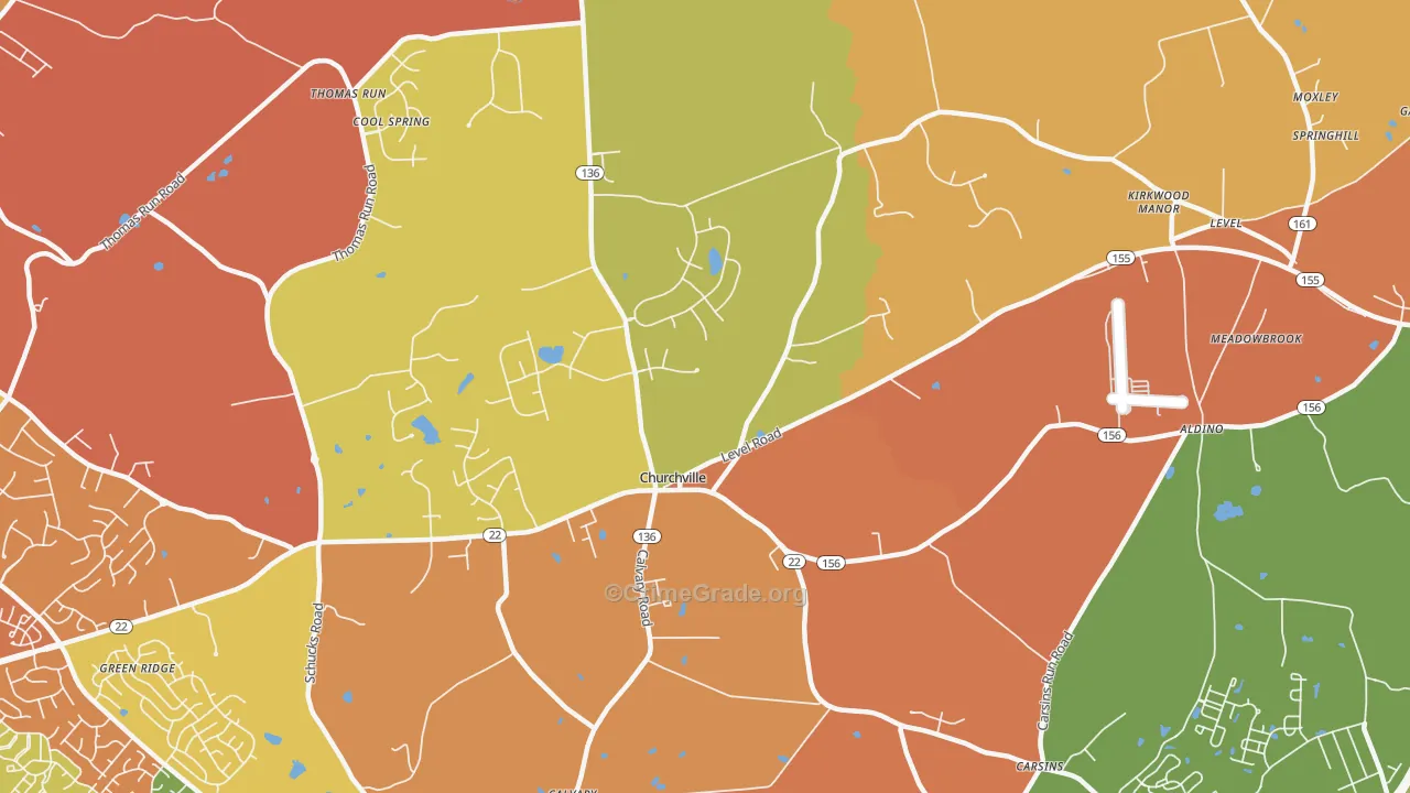 Churchville, MD Map of Arson Rates
